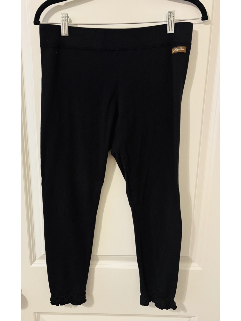 Matilda Jane Black Sandy Ruffle Leggings Stretch Pull On Pants Women Sz Medium